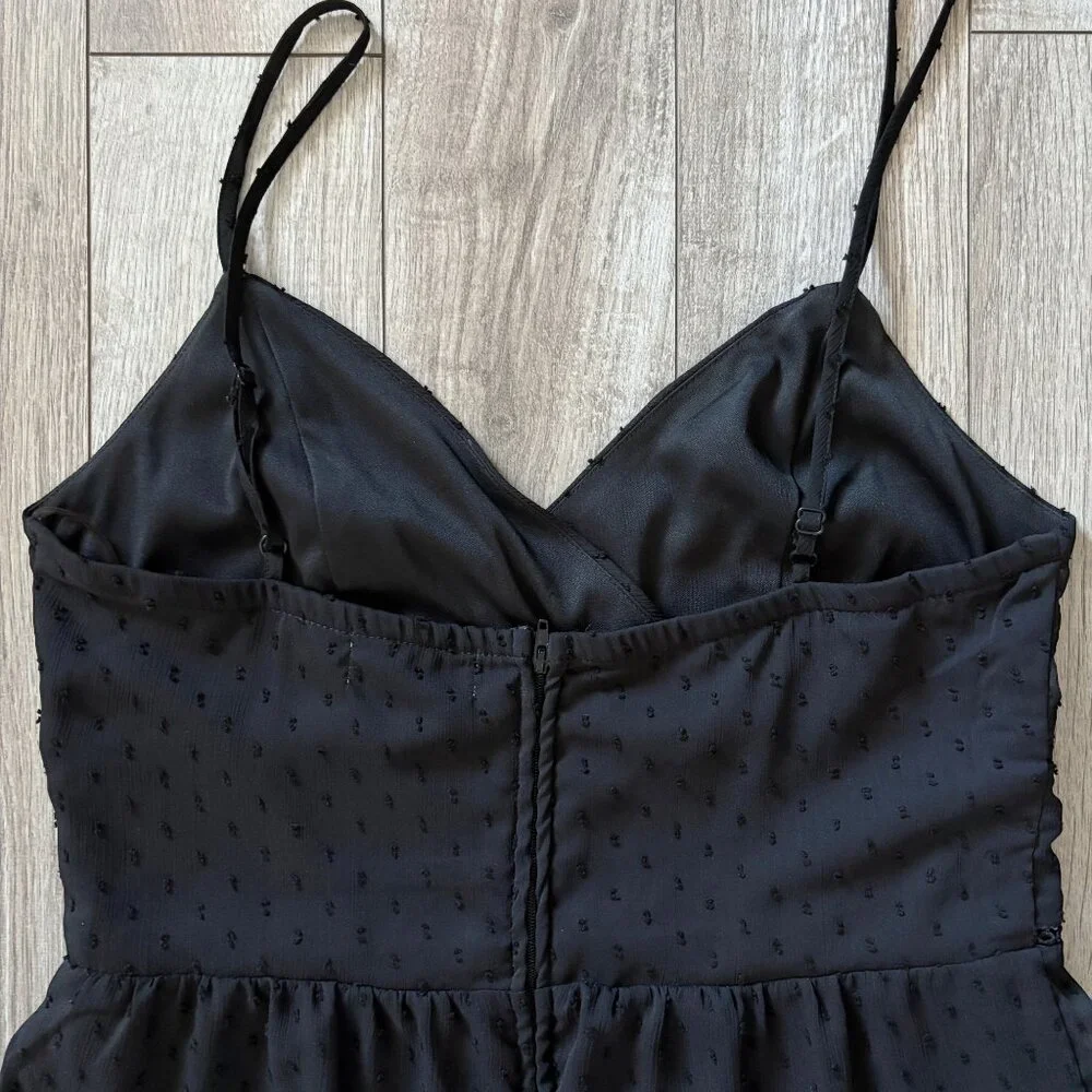 Altar'd State Sheer Dot Lined Black Mini Dress Womens Large Whimsigoth Babydoll - Picture 9 of 13